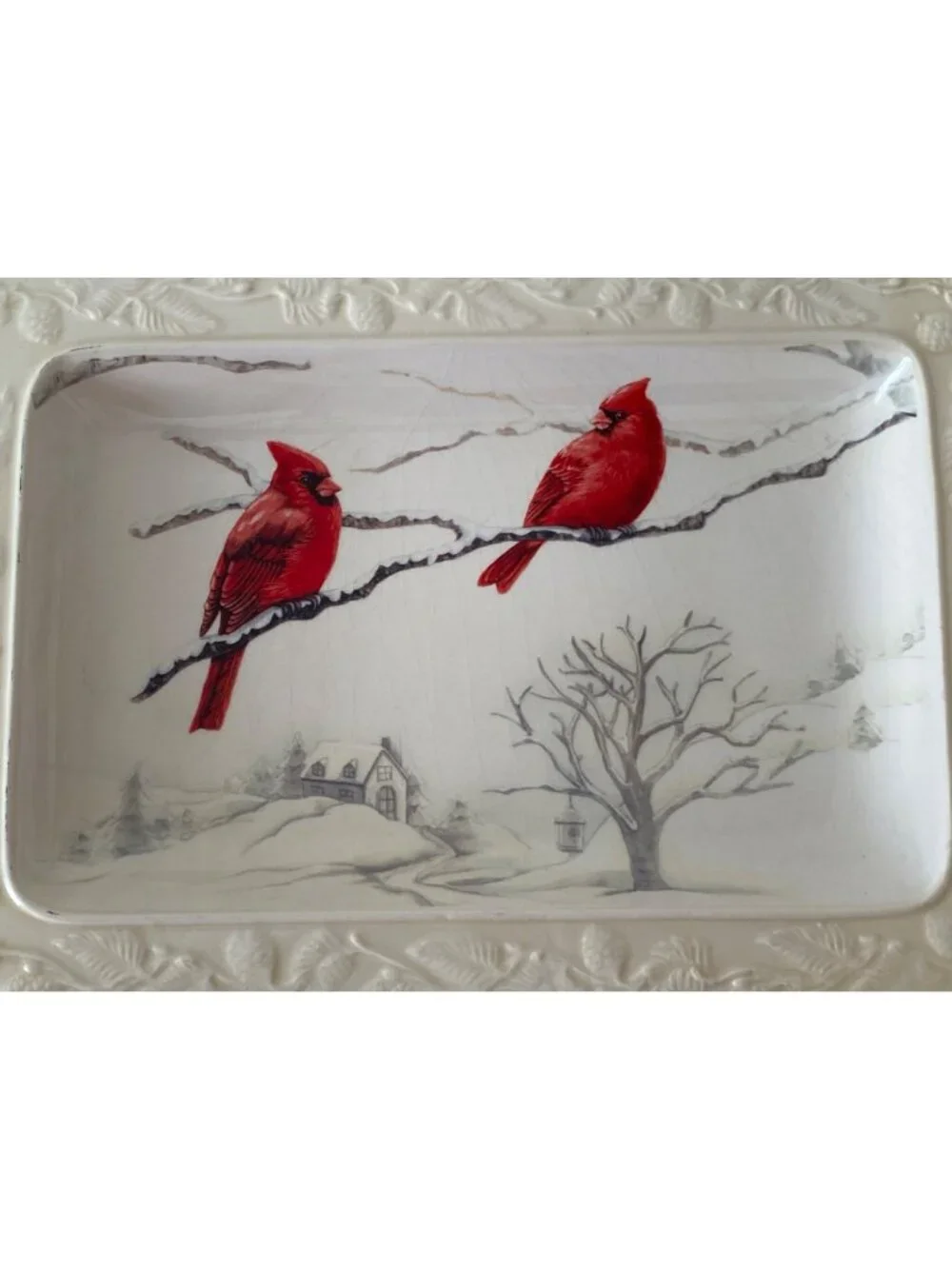 Lenox SERVING PLATTER Cardinal Tree Branch Snow House Replacement